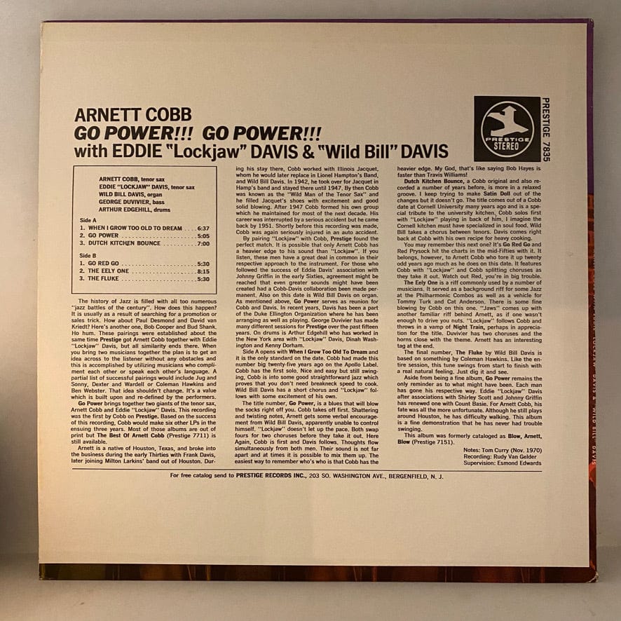 Arnett Cobb – Go Power! LP USED VG+/VG++ - Image 2