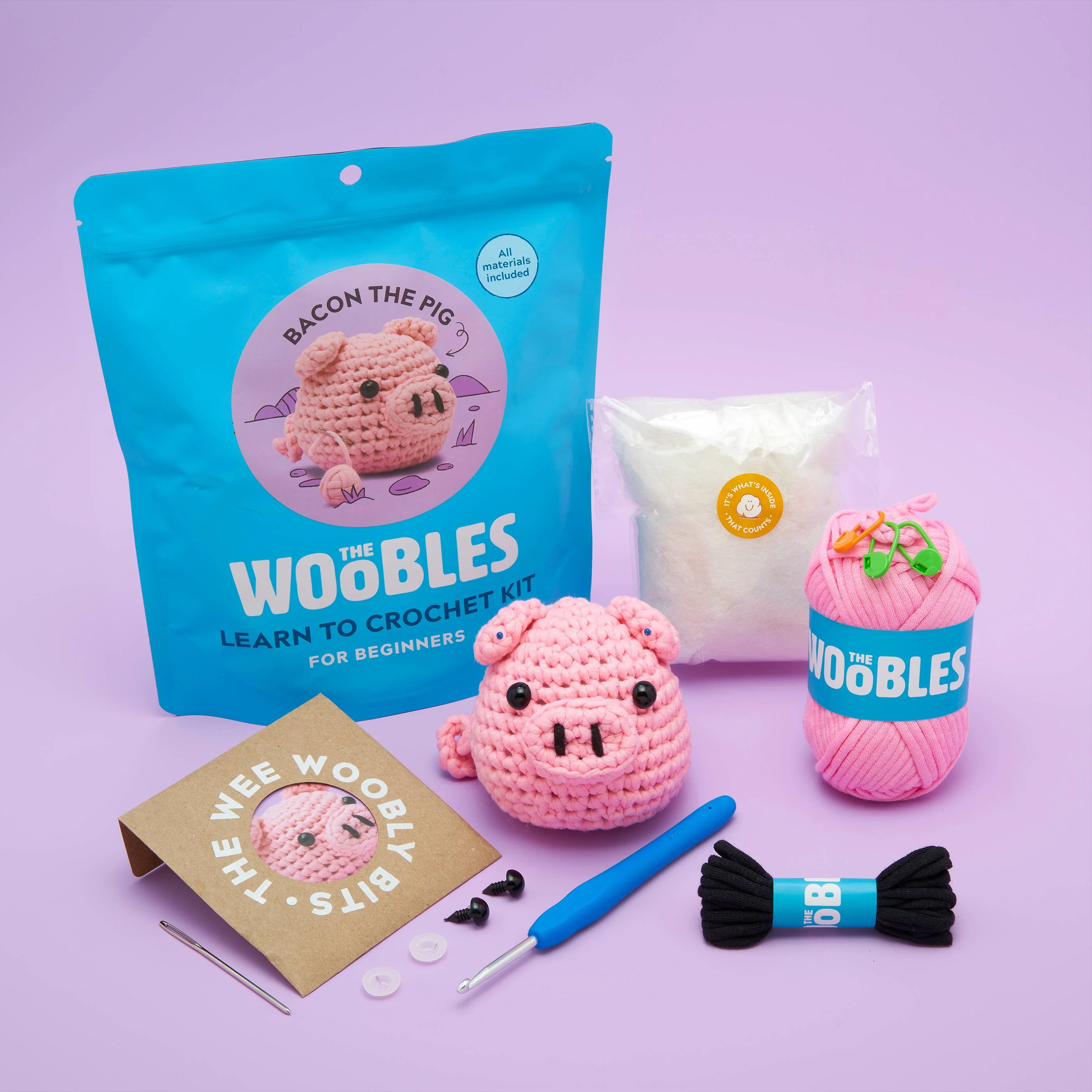 Bacon the Pig Beginner Crochet Kit - Image 2