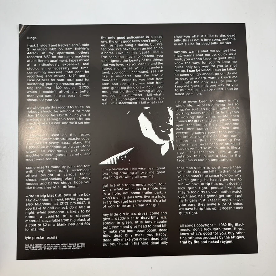 Big Black – Lungs LP USED Vinyl NM/VG++ - Image 3
