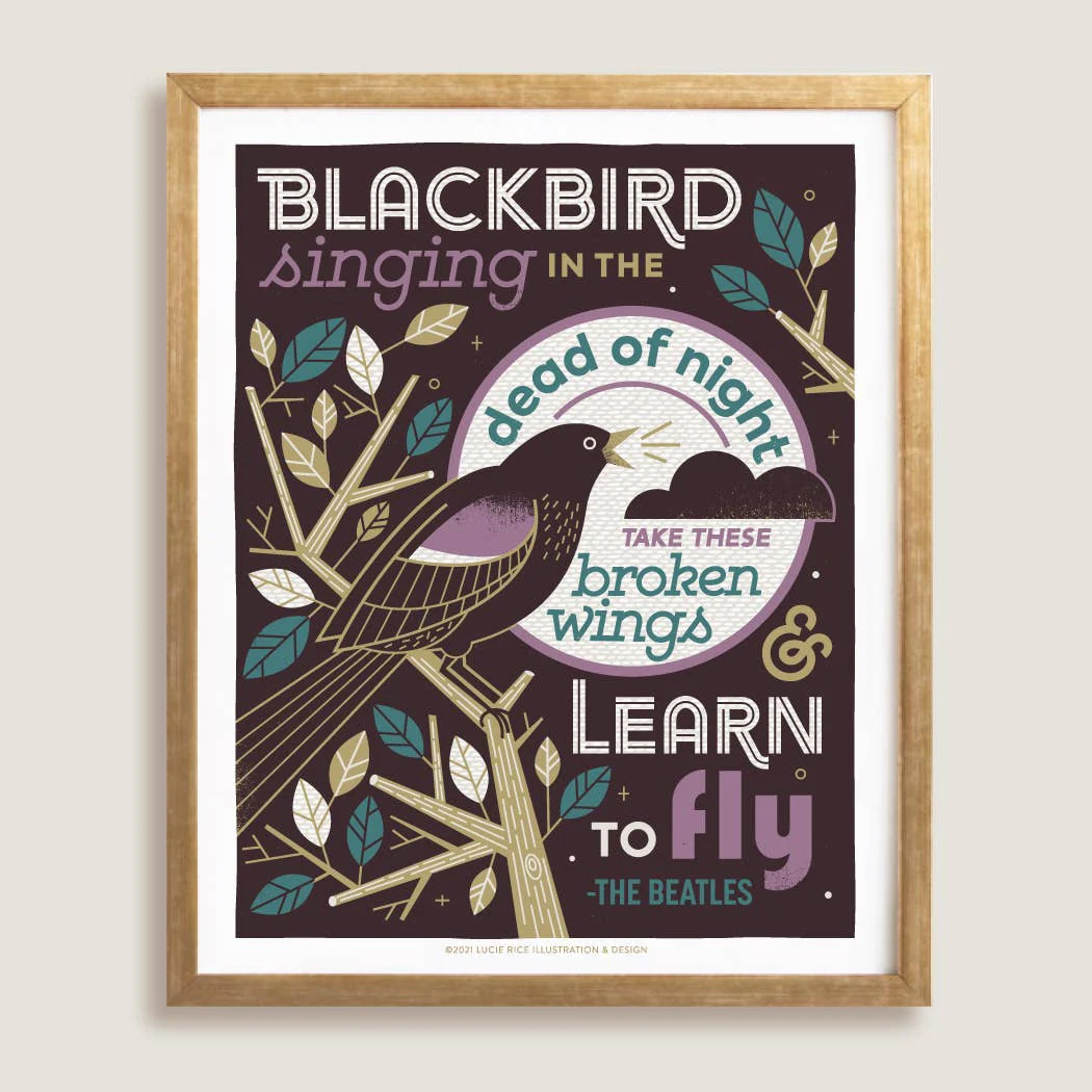 Blackbird Beatles Lyrics Art Print