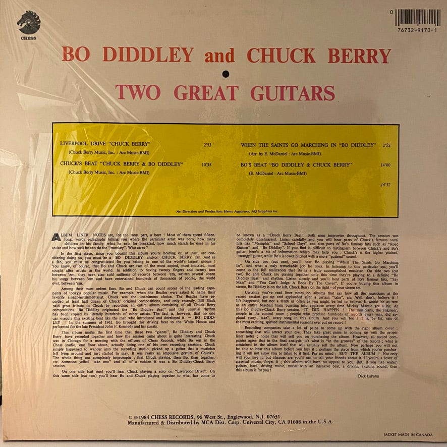 Bo Diddley / Chuck Berry – Two Great Guitars LP USED VG++/NM - Image 2