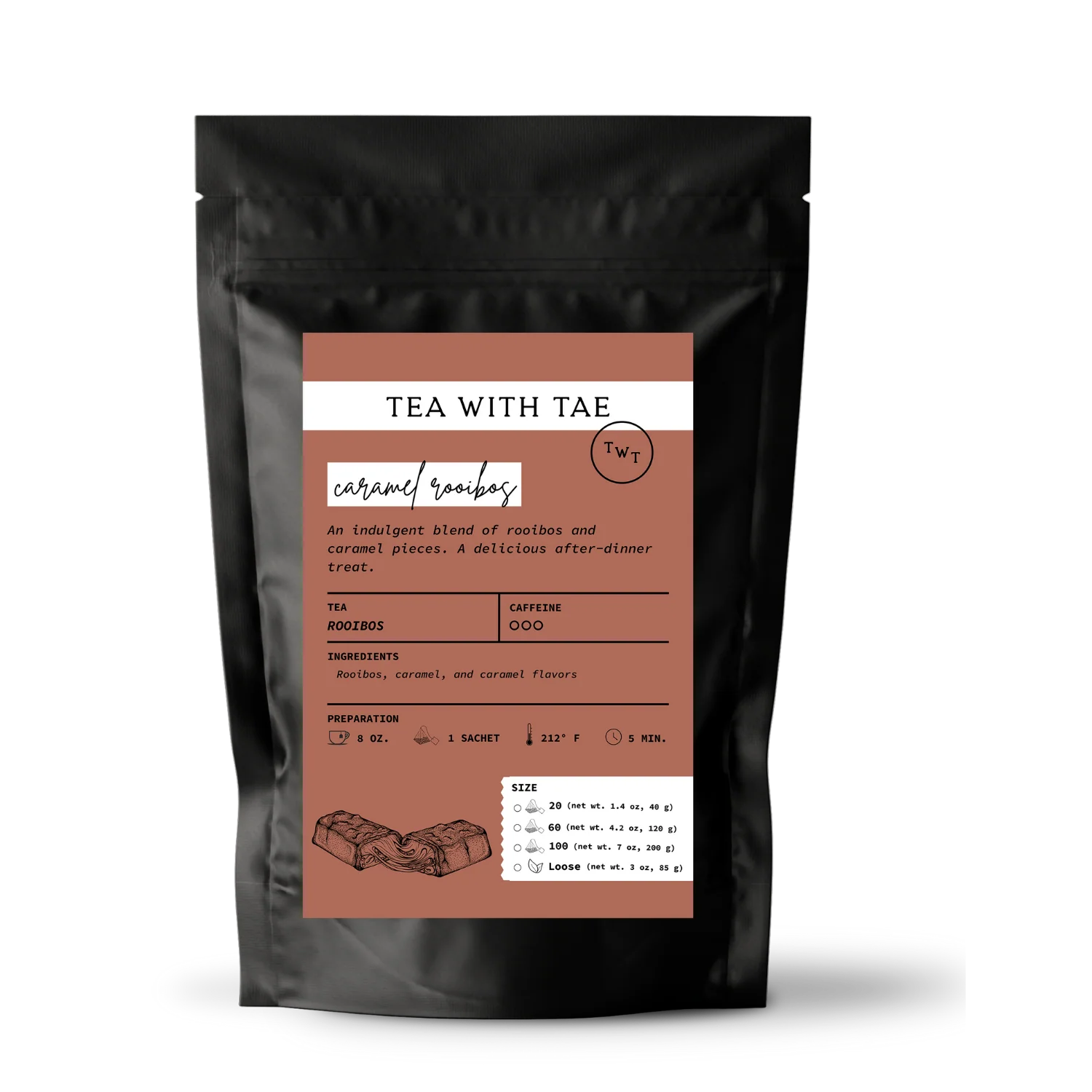 Caramel Rooibos Tea Pouch (20, 60, or 100 tea bags) - Image 3