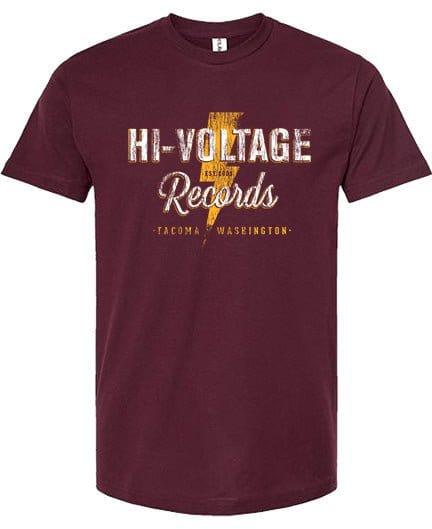 Hi-Voltage Distressed Logo T-Shirt - Burgundy