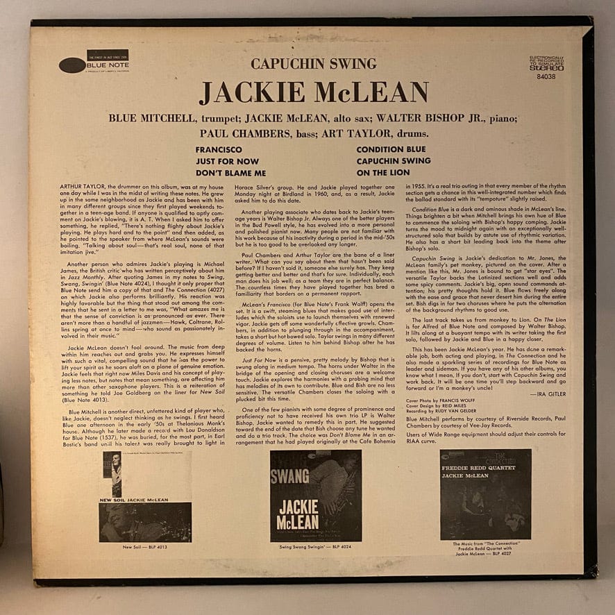 Jackie McLean – Capuchin Swing LP USED VG++/VG+ 1966 Pressing - Image 2