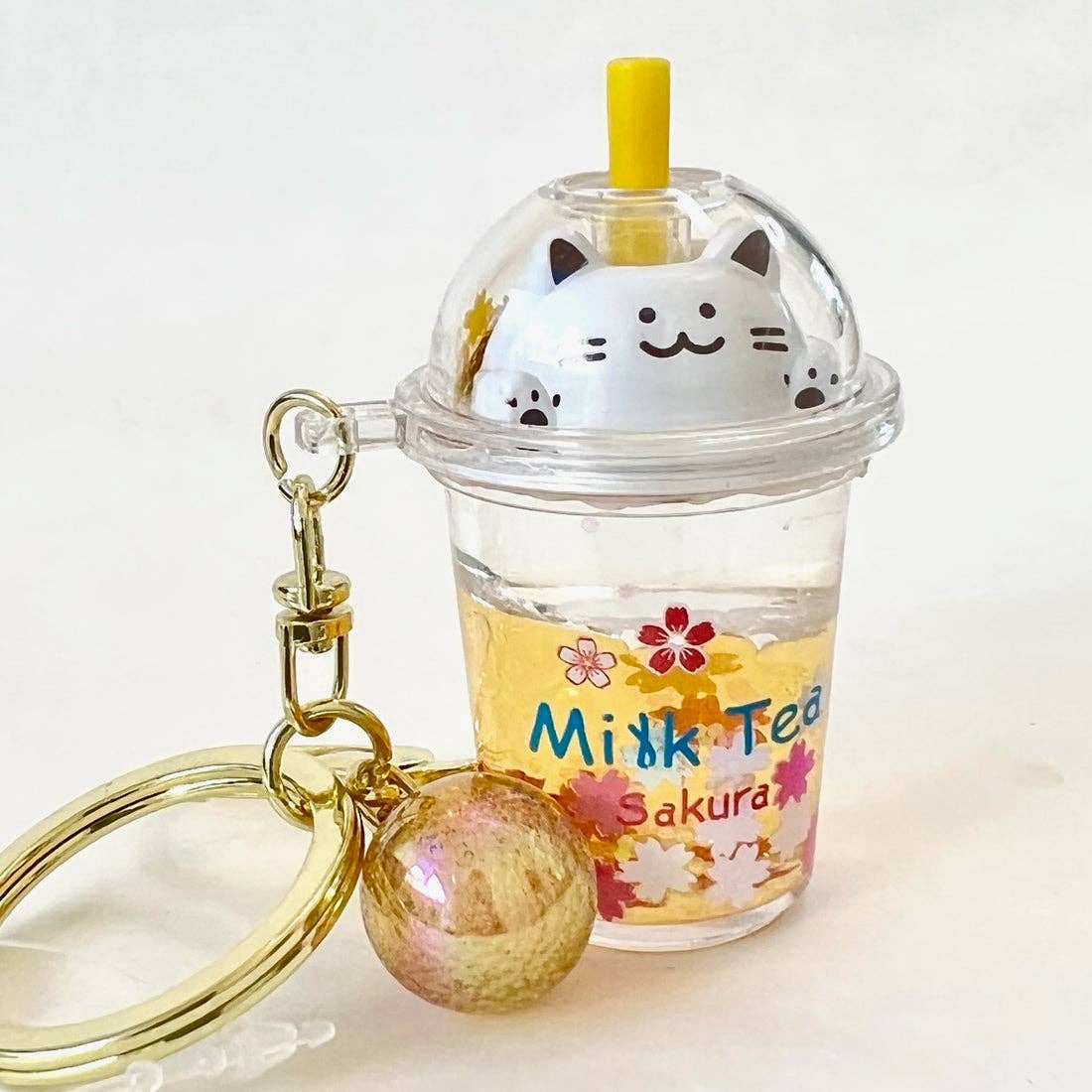 Kitty Milk Tea Floaty Key Charm - Image 3