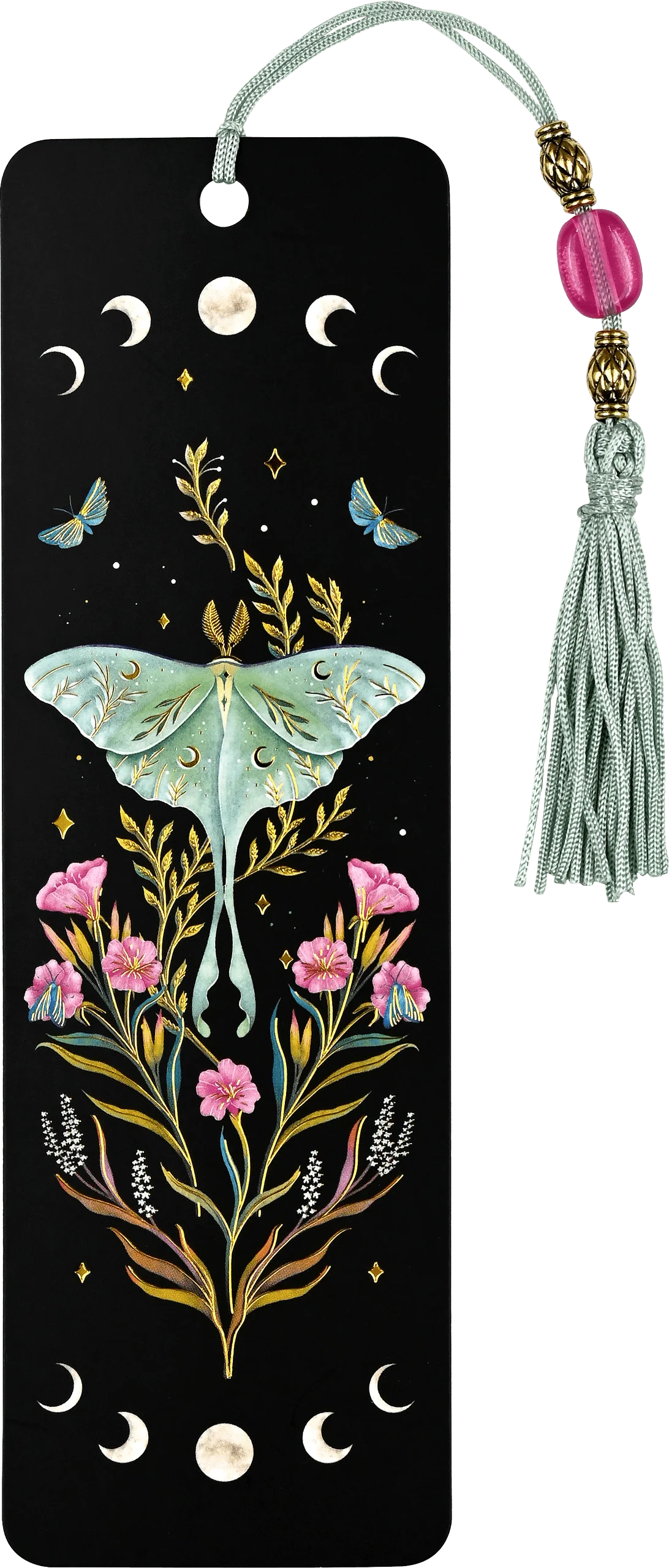 Luna Moth Beaded Bookmark