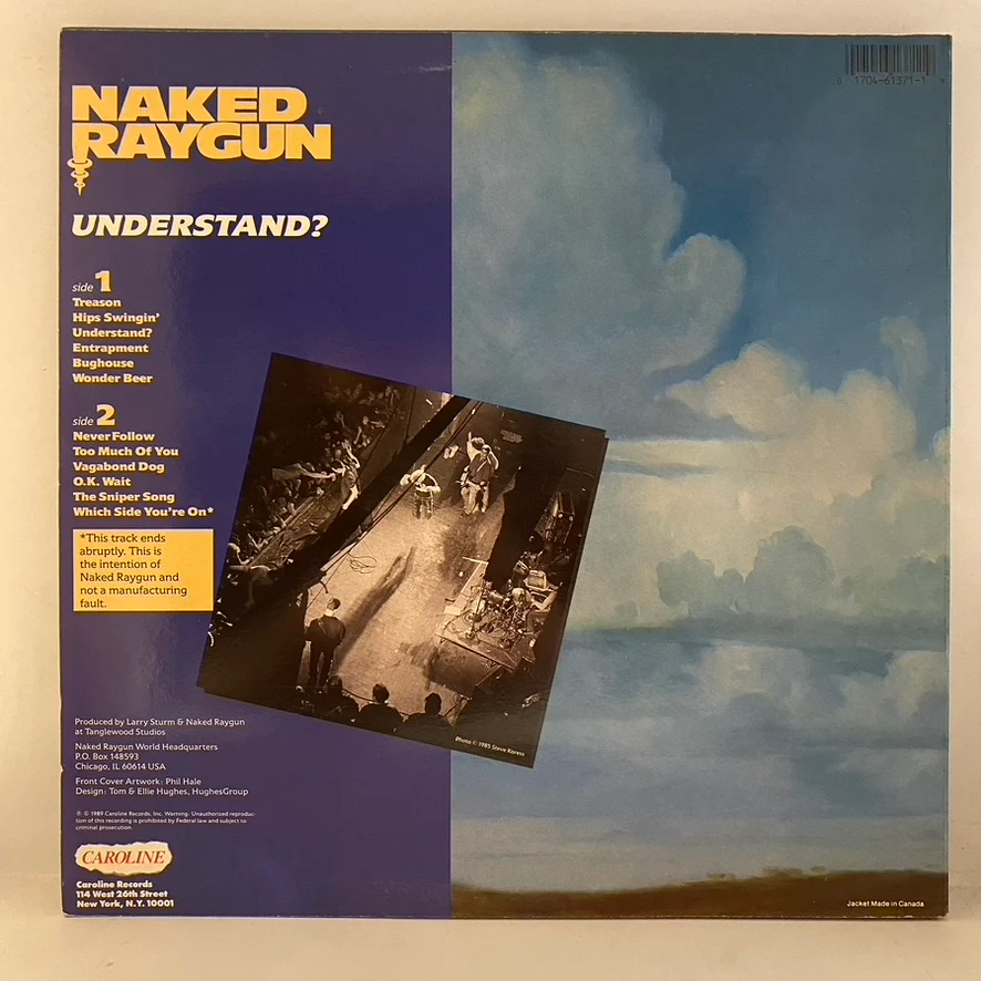 Naked Raygun – Understand? LP USED NM/VG+ 1989 Pressing - Image 2