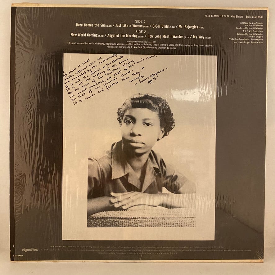 Nina Simone – Here Comes The Sun LP USED VG/VG+ 1971 Pressing - Image 2