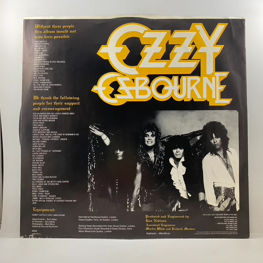 Ozzy Osbourne – The Ultimate Sin LP USED Vinyl VG+/VG - Image 3