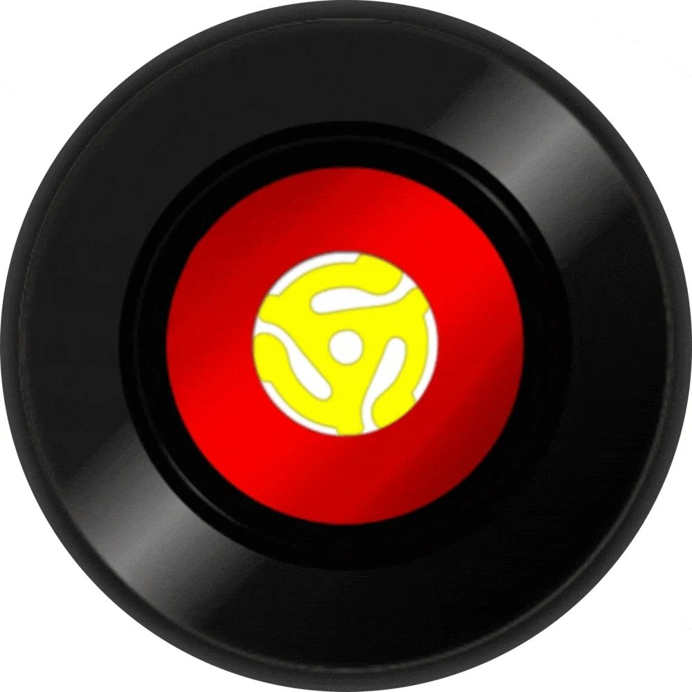 Pin-on Button - 1.25 Inch 7" Vinyl Record With Adapter
