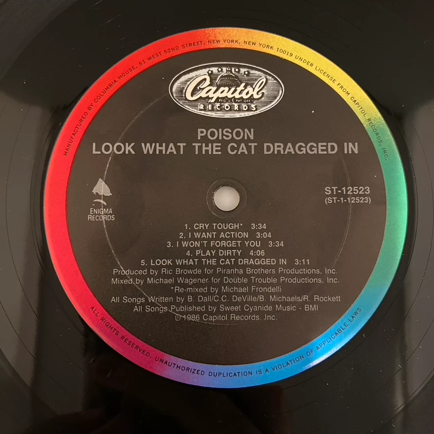 Poison – Look What The Cat Dragged In LP USED VG++/VG 1986 Record Club Pressing Misprint - Image 5