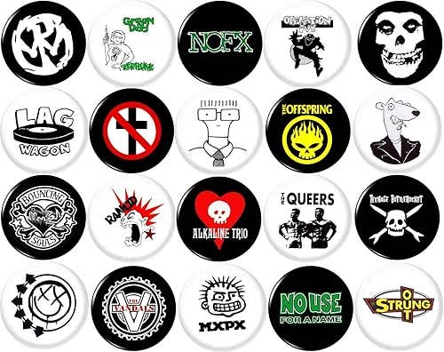 Pop Punk x 20 1"inch(25mm) pins indie Rock Alternative music