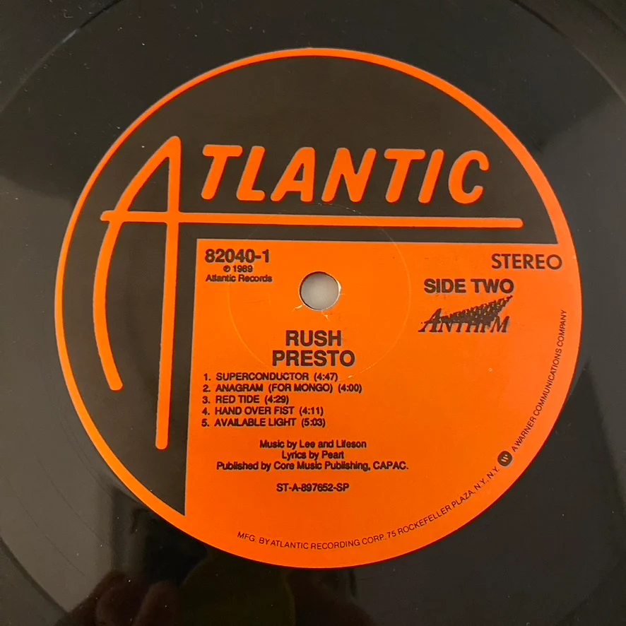 Rush – Presto LP USED VG++/VG+ 1989 Pressing - Image 5