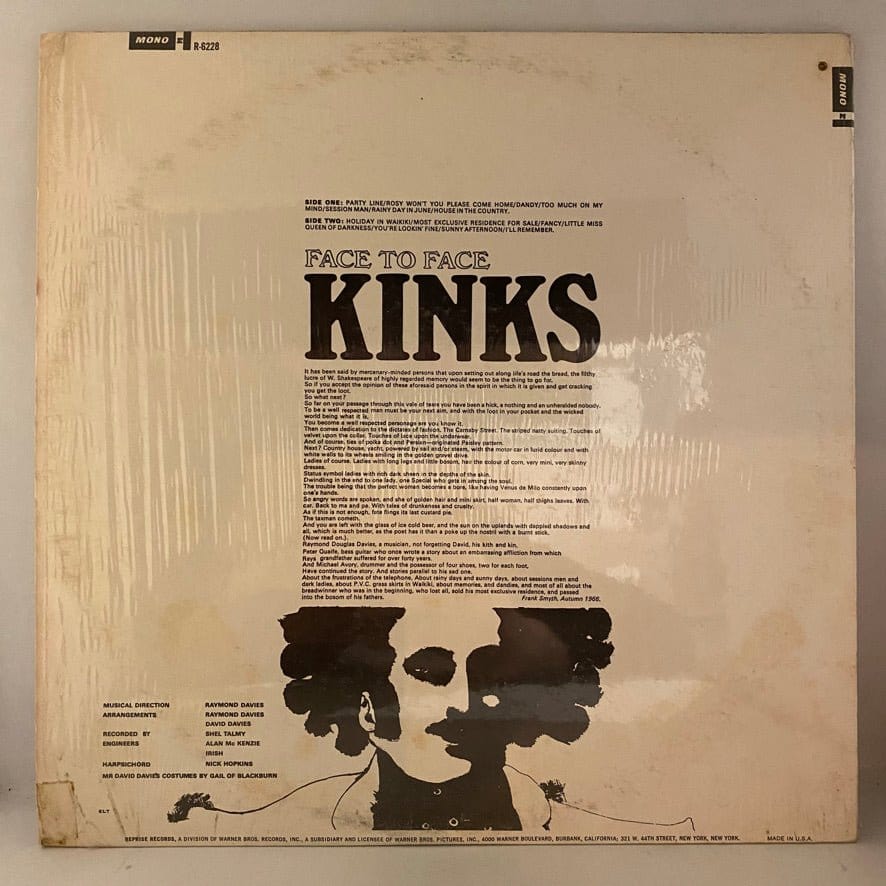 The Kinks – Face To Face LP USED VG+/VG++ 1966 Original Mono Pressing - Image 2